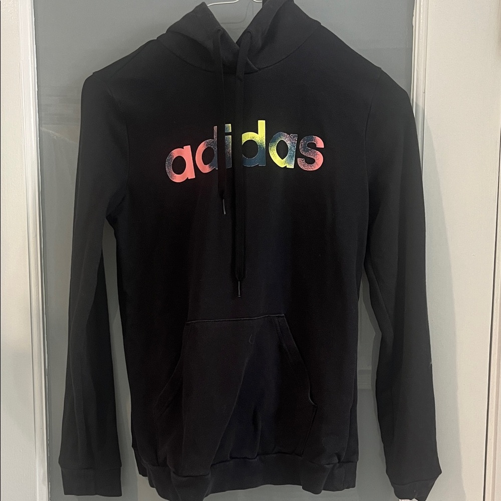 Adidas Black Hoodie with Colorful Logo